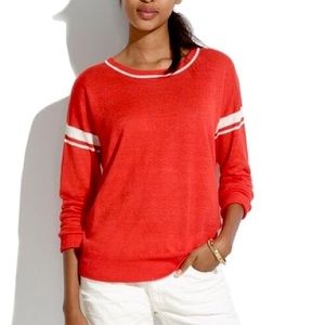 Madewell Red Stripe Linen Sweater, size small